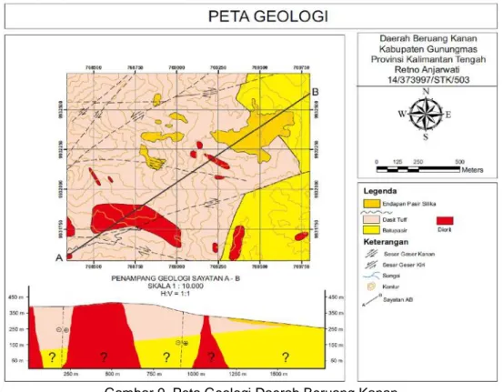 Gambar 9. Peta Geologi Daerah Beruang Kanan  4. Kesimpulan 