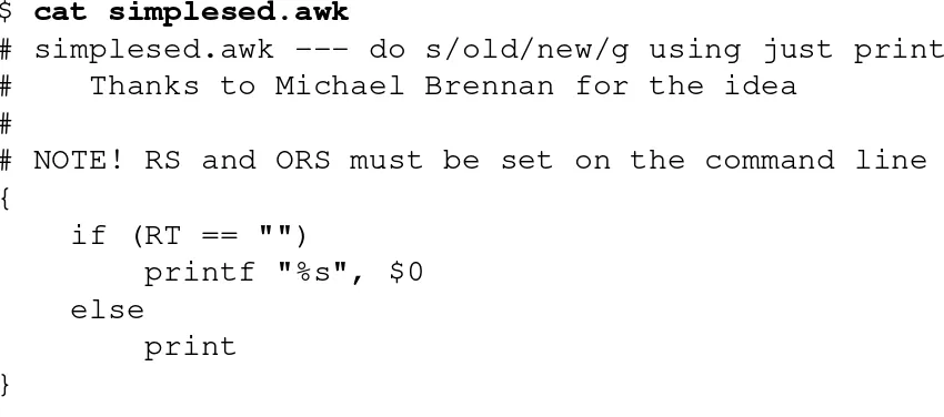 Table 11.6: Examples of gawk Extended 