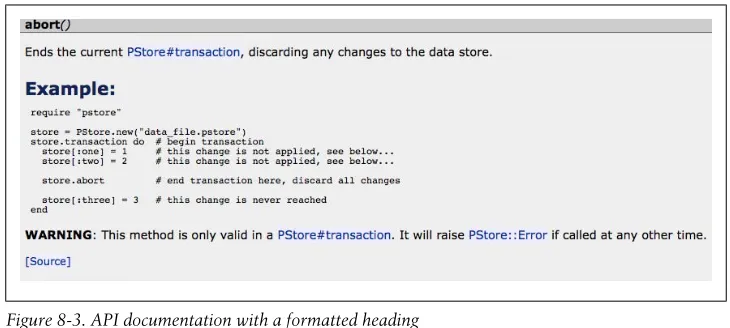 Figure 8-3. API documentation with a formatted heading