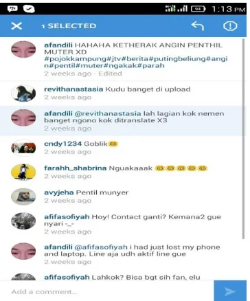 Gambar 1.2 – Screenshot Comment Tayangan Video di Instagram 
