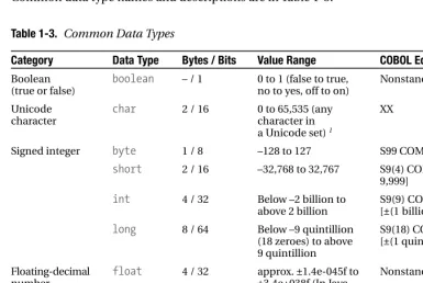 Table 1-3. Common Data Types