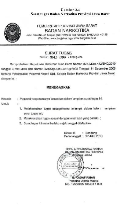 Gambar 2.4Surat tugas Badan Narkotika Provinsi Jawa Barat