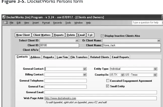 Figure 3-5. DocketWorks Persons form