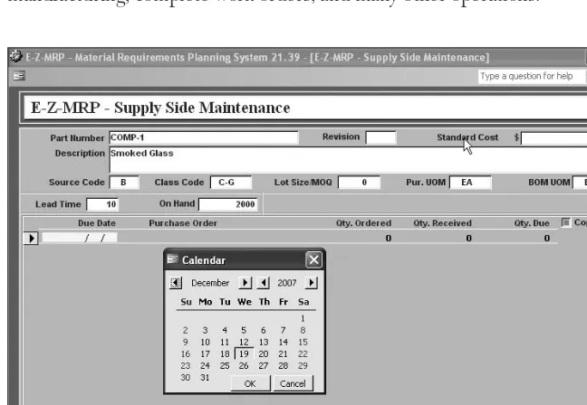 Figure 3-7. E-Z-MRP Supply Side Maintenance form