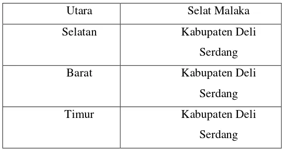 Tabel I. Batas wilayah Kota Medan 