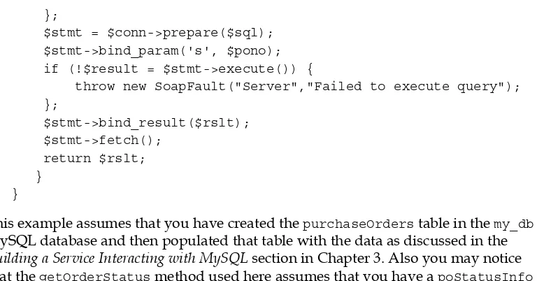 table in the  MySQL database, and this table is supposed to contain a row whose pono attribute is 108128476