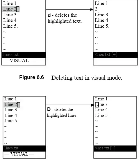 Figure 6.6Deleting text in visual mode.