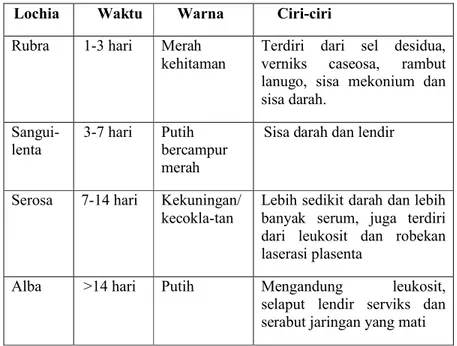 Table 2.9. Perbedaan Masing-masing Lochea