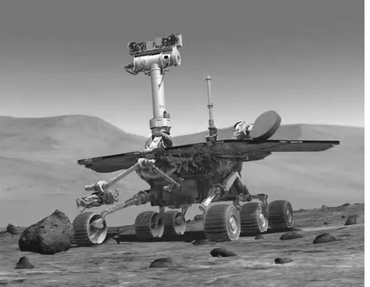 Figure 1.6.   Mars Exploration Rover; a solar - powered, autonomous real - time system with radio - communications links and a variety of sensors and actuators