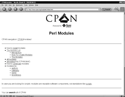 Figure 1-4. CPAN modules menu