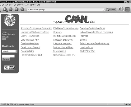 Figure 1-6. http://search.cpan.org entry screen
