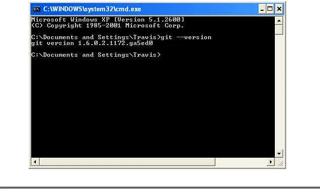 Figure 2.3: Displaying the current version of Git in Windows