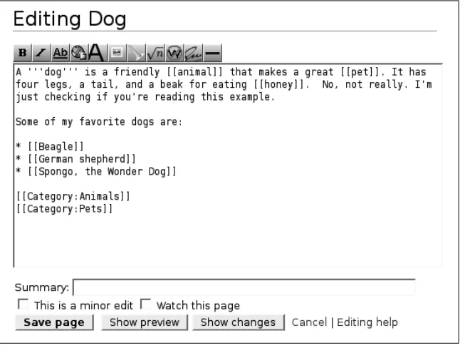 Figure 4-1. Edit page for the article “Dog”