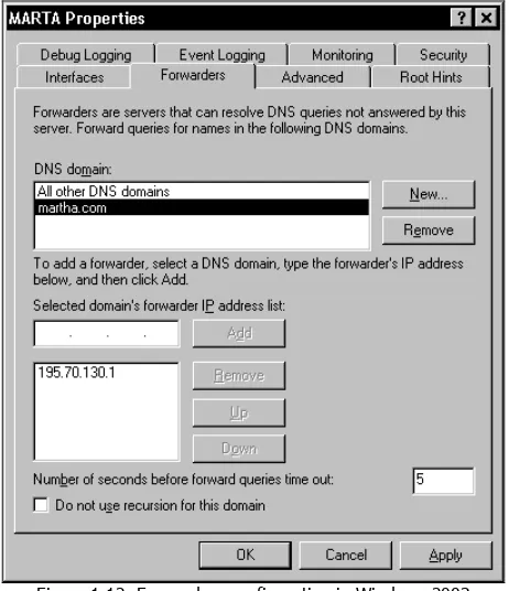 Figure 1.12: Forwarders configuration in Windows 2003 