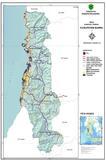 Gambar 3. Peta Sebaran Tambak di Wilayah Kabupaten Barru Tahun 2010 