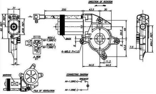 Gambar 2.4 Bentuk fisik motor DC ( Power Window) [5] 