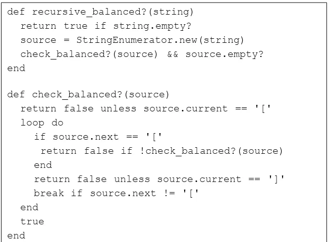 Figure 1: Recursive Algorithm For Checking String of Balanced Brackets