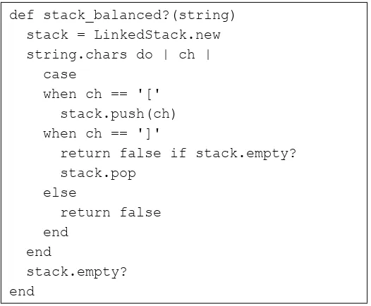 Figure 2: Non-Recursive Algorithm For Checking Strings of Balanced Brackets