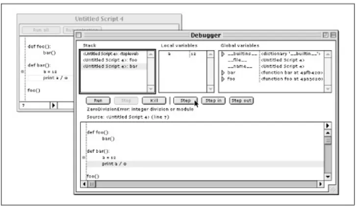Figure B.2. Screenshot of the Macintosh IDE's debugger in action