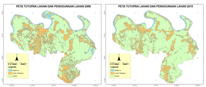 Gambar 3. Peta TLPL tahun 2009 dan 2015