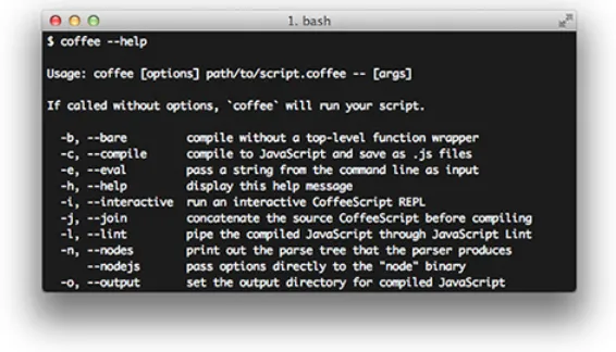 Figure 1.5. Outputting CoffeeScript help