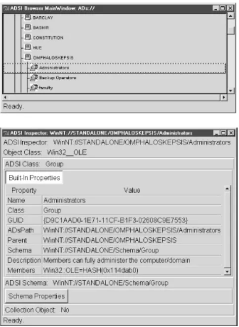 Figure 6.2. Everett's ADSI browser displaying an Administrators groupobject
