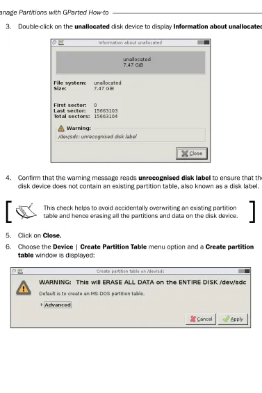 table and hence erasing all the partitions and data on the disk device.