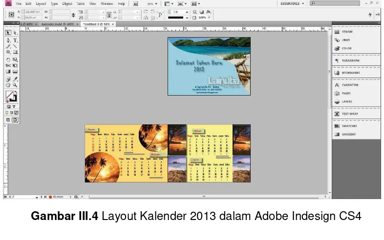 Gambar III.4 Layout Kalender 2013 dalam Adobe Indesign CS4 