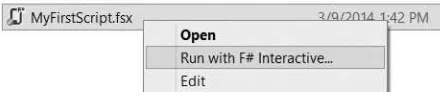 Figure 2-3: Run with F# Interactive context menu item