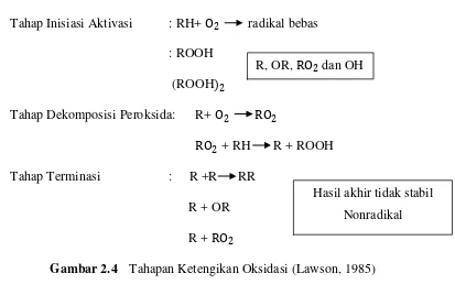 Gambar 2.4 Tahapan Ketengikan Oksidasi (Lawson, 1985) 