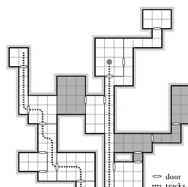 Figure 5-2. A partial traversal of a typical role-playing dungeon. Think of the rooms and nodes and the doors as edges