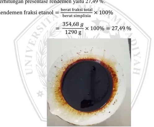 Gambar 5.2.  Fraksi Etanol Daging Buah Limonia acidissima  5.3. Hasil KLT Fraksi Etanol Buah Limonia acidissima 