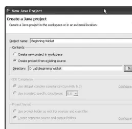 Figure 1-2. An Eclipse Java project pointing to the folder previously created