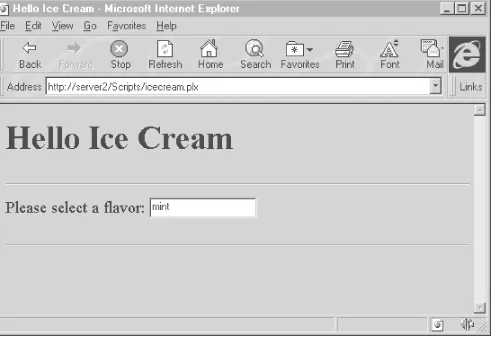 Figure 18.2: Screen shot of ice_cream.plx (without input)