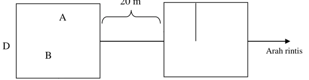 Gambar 1.  Desain petak-petak contoh di lapangan dengan metode garis berpetak (dikutip dari                      Indriyanto, 2008)