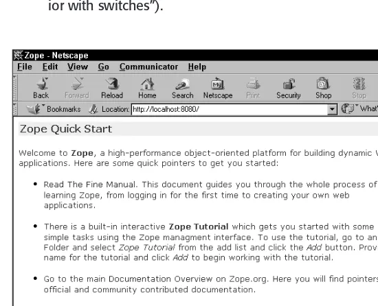 Figure 2-4: Starting Zope quickly with the Zope Quick Start