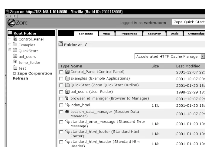 Figure 3-1: The Zope management interface