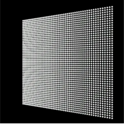 Figure 4.18 Output from the ImmediateTest.java example. The grid of points (a PointArray) has been rendered intothe Canvas3D in immediate mode with a Model transformation applied to the GraphicsContext3D