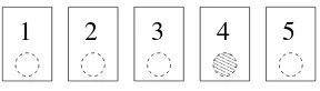 Figure 2.2. An instance of the hidden coin problem: one silver coin amongst four coppercoins, the coins being hidden by cards