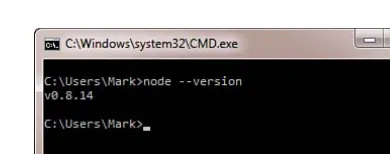 Figure 1.4    Verifying Node is installed correctly. Check the version number.   