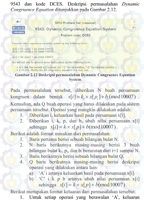 Gambar 2.12 Deskripsi permasalahan Dynamic Congruence Equation  System 