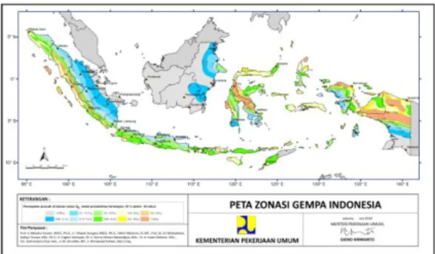 Gambar 2. Peta hazard gempa Indonesia untuk  probabilitas terlampaui 10 % dalam 50 tahun 