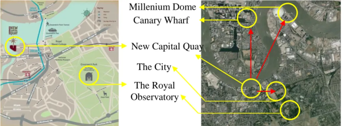 Gambar 1.10: Peta dan foto udara New Capital Quay, Greenwich 