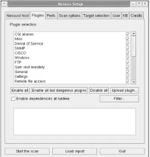 Figure 4-2. Enable or disable available plug-ins inNessus depending on the type of scan