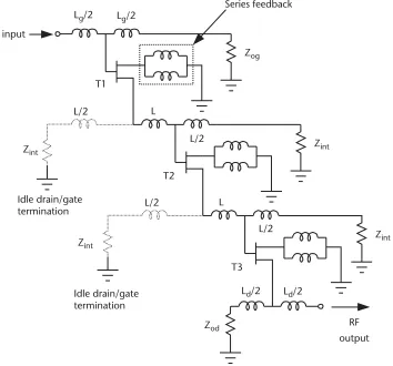Figure 1.8Schematic diagram of the cascaded single-stage distributed amplifier.