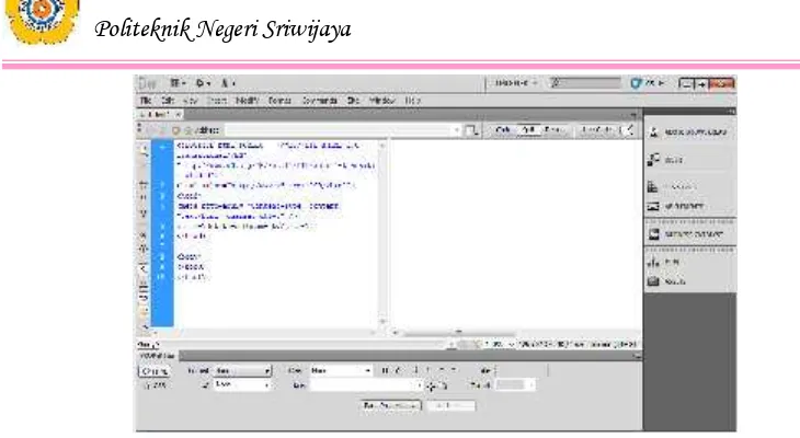 Gambar 2.3. Tampilan Ruang Kerja Dreamweaver CS5