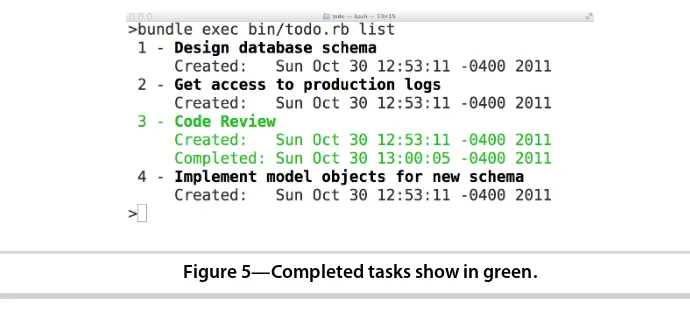 Figure 5—Completed tasks show in green.