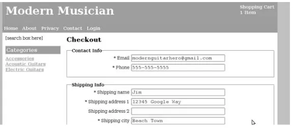 Figure 5-9. The order form on the checkout page. 