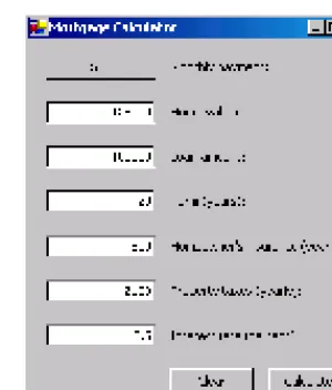 Figure 4.23Mortgage Calculator application without GUI design guidelines applied.
