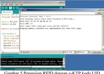 Gambar 5 Pengujian RFID dengan e-KTP kode UID 